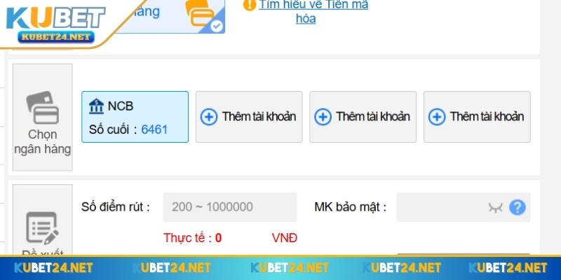 Thêm thông tin ngân hàng vào tài khoản để dễ dàng thao tác sau này